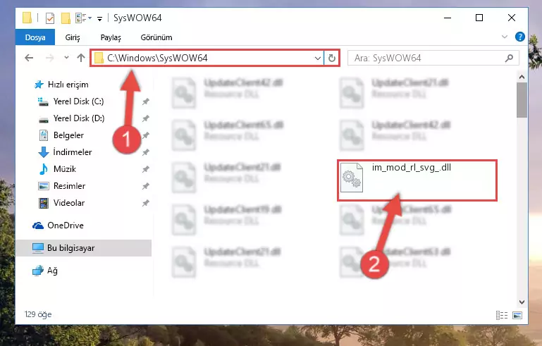 Im_mod_rl_svg_.dll kütüphanesini Windows/sysWOW64 klasörüne yapıştırma