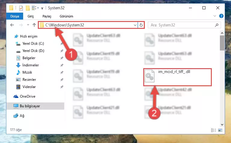 Im_mod_rl_tiff_.dll kütüphanesini Windows/System32 klasörüne kopyalama