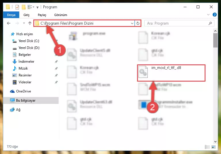 Im_mod_rl_ttf_.dll dosyasını seçili hale getirme