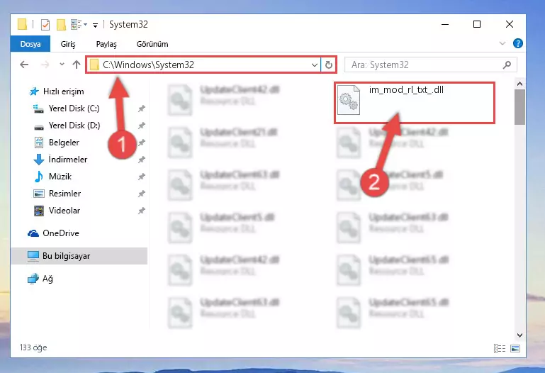 Im_mod_rl_txt_.dll kütüphanesini Windows/sysWOW64 klasörüne kopyalama