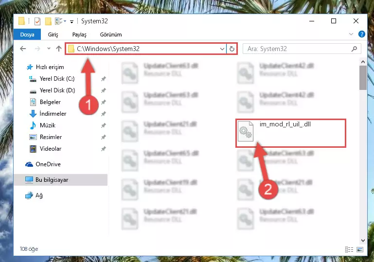 Im_mod_rl_uil_.dll kütüphanesini Windows/System32 klasörüne kopyalama