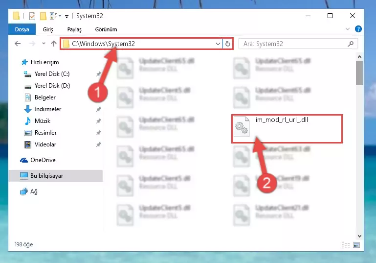 Im_mod_rl_url_.dll kütüphanesini Windows/System32 klasörüne kopyalama