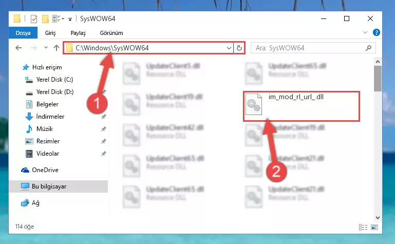 Im_mod_rl_url_.dll kütüphanesini Windows/sysWOW64 klasörüne yapıştırma