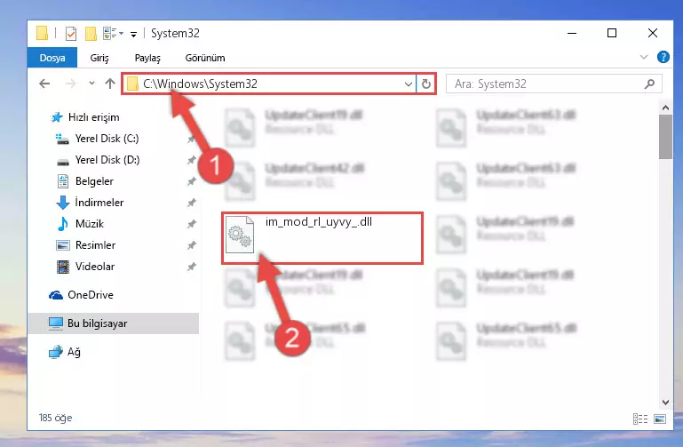 Im_mod_rl_uyvy_.dll dosyasını Windows/System32 dizinine yapıştırma