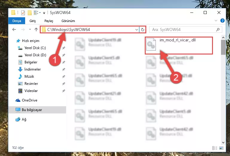 Im_mod_rl_vicar_.dll dosyasını Windows/sysWOW64 dizinine yapıştırma