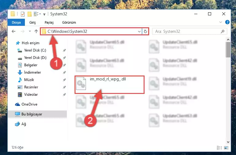 Im_mod_rl_wpg_.dll dosyasını Windows/System32 dizinine kopyalama