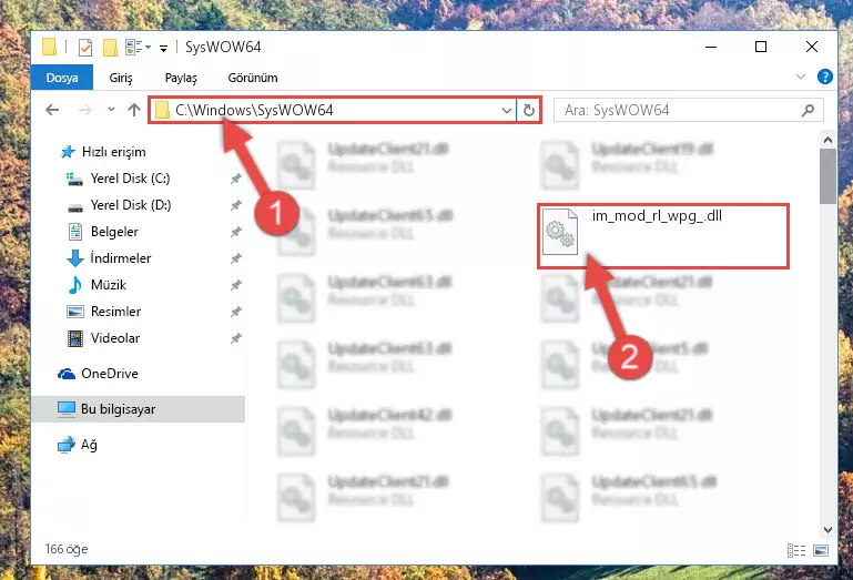Im_mod_rl_wpg_.dll dosyasını Windows/sysWOW64 dizinine yapıştırma