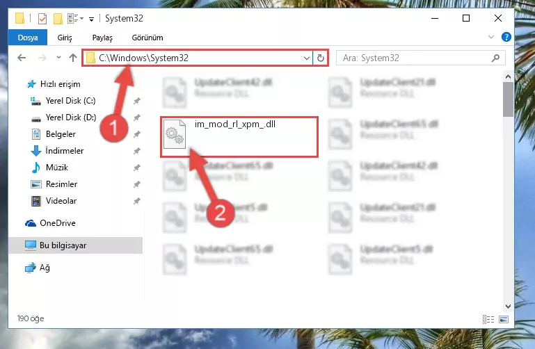 Im_mod_rl_xpm_.dll dosyasını Windows/System32 dizinine yapıştırma