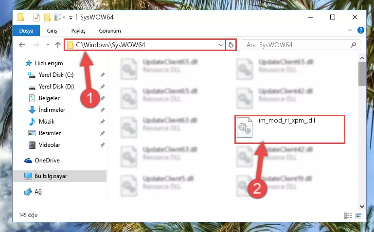 Im_mod_rl_xpm_.dll dosyasını Windows/sysWOW64 dizinine kopyalama