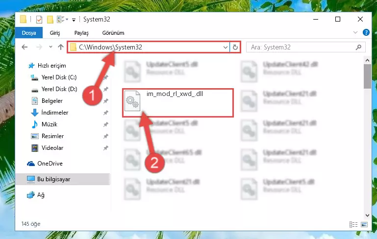 Im_mod_rl_xwd_.dll dosyasını Windows/System32 dizinine kopyalama