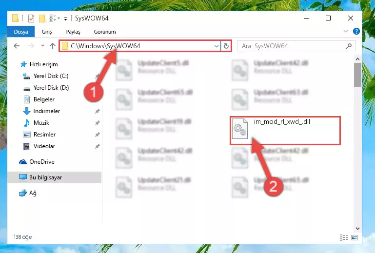 Im_mod_rl_xwd_.dll dosyasını Windows/sysWOW64 dizinine yapıştırma