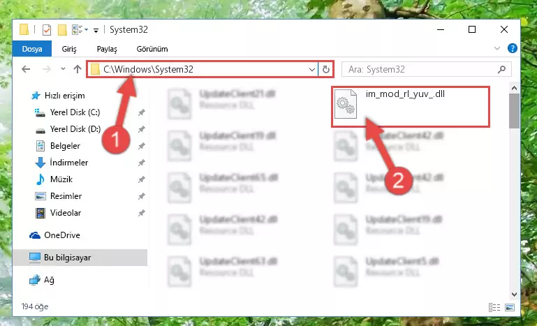 Im_mod_rl_yuv_.dll dosyasını Windows/System32 dizinine kopyalama