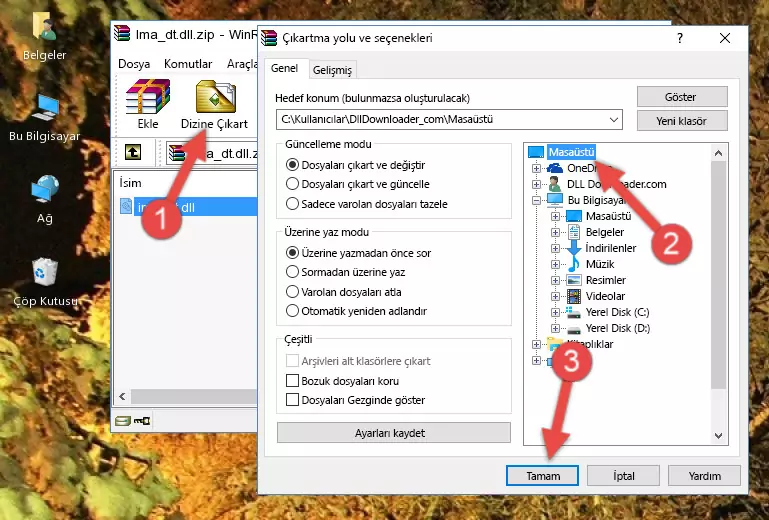Ima_dt.dll dosyasını Windows/System32 dizinine yapıştırma
