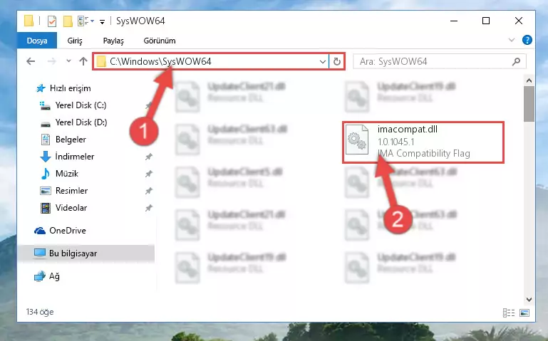 Imacompat.dll dosyasını Windows/sysWOW64 dizinine yapıştırma