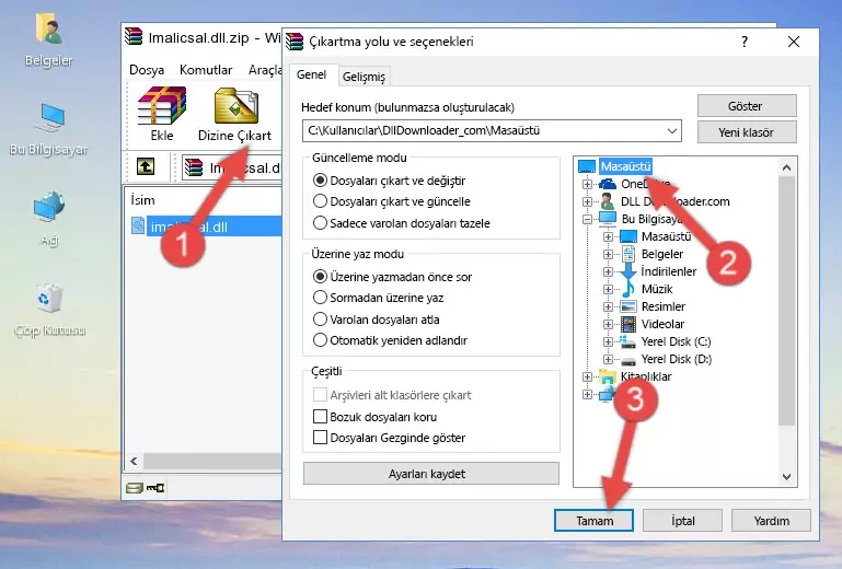 Imalicsal.dll dosyasını Windows/System32 dizinine yapıştırma