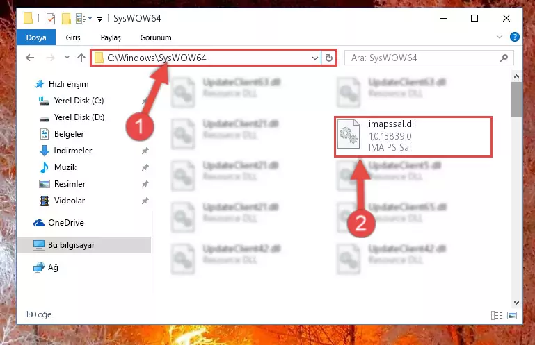 Imapssal.dll dosyasını Windows/sysWOW64 dizinine kopyalama