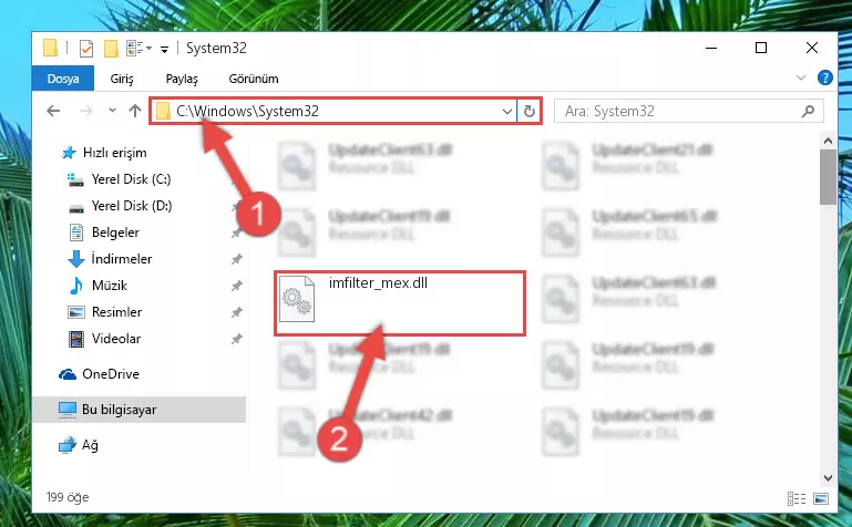 Imfilter_mex.dll kütüphanesini Windows/sysWOW64 klasörüne kopyalama