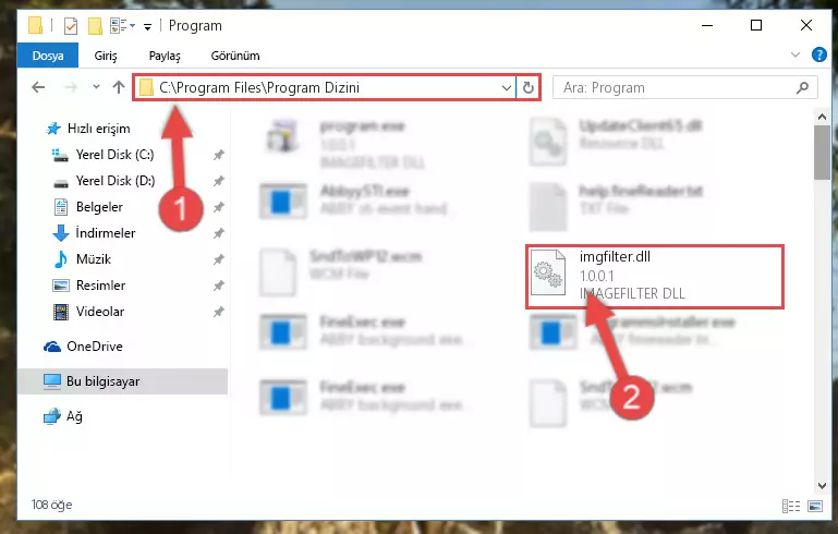 Imgfilter.dll kütüphanesinin bozuk kaydını Kayıt Defterinden kaldırma (64 Bit için)