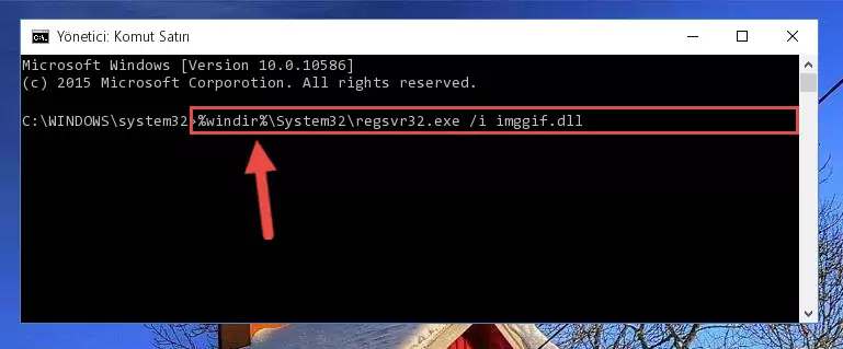 Imggif.dll dosyasını sisteme tekrar kaydetme (64 Bit için)