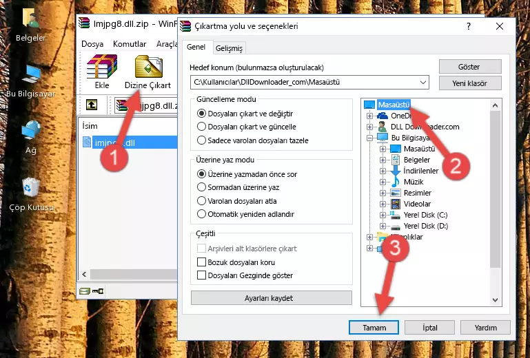 Imjpg8.dll dosyasını Windows/System32 dizinine kopyalama