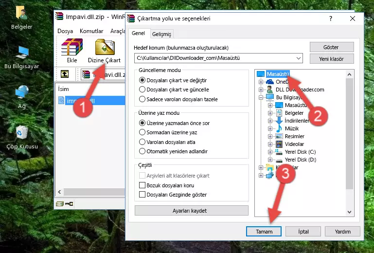 Impavi.dll kütüphanesini Windows/System32 klasörüne kopyalama