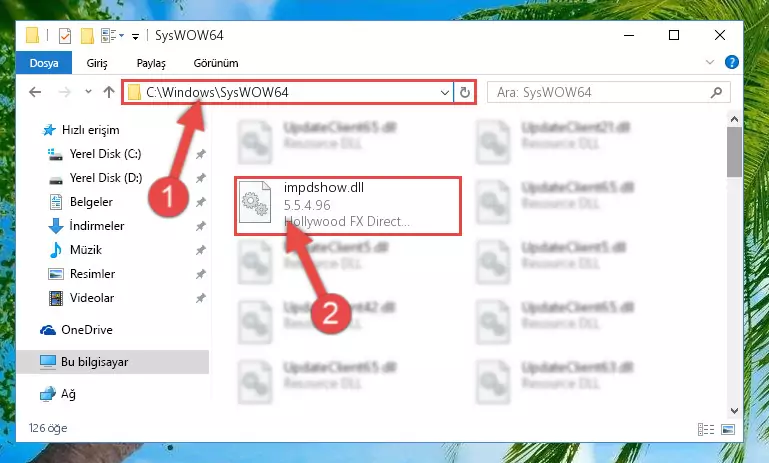 Impdshow.dll dosyasını Windows/sysWOW64 dizinine kopyalama