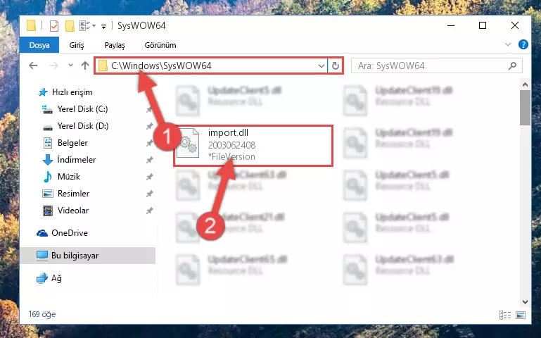 Import.dll dosyasını Windows/sysWOW64 dizinine kopyalama