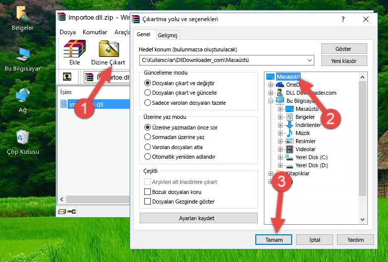 Importoe.dll dosyasını Windows/System32 dizinine yapıştırma