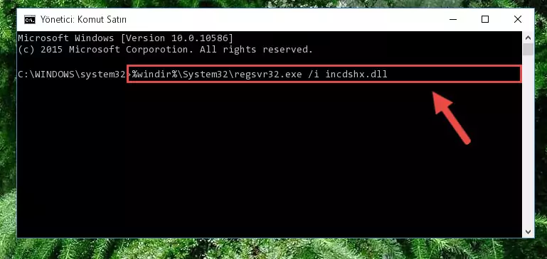 Incdshx.dll dosyasını sisteme tekrar kaydetme (64 Bit için)