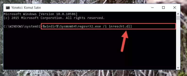 Inrescht.dll dosyasının hasarlı kaydını sistemden kaldırma (64 Bit için)