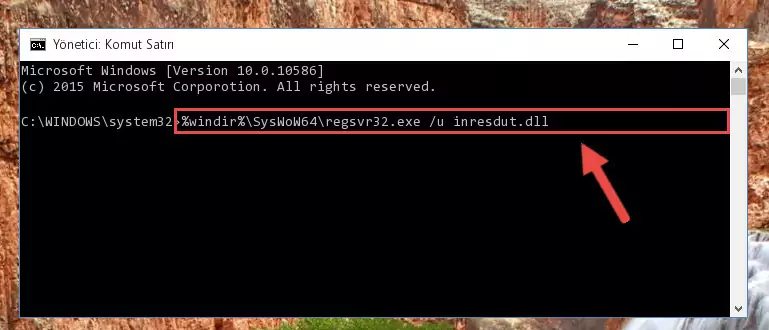 Inresdut.dll dosyasını sisteme tekrar kaydetme (64 Bit için)