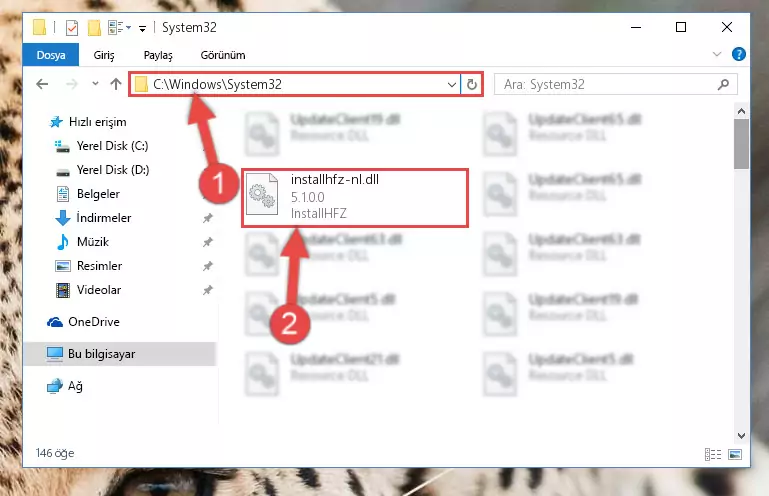Installhfz-nl.dll kütüphanesini Windows/System32 klasörüne kopyalama