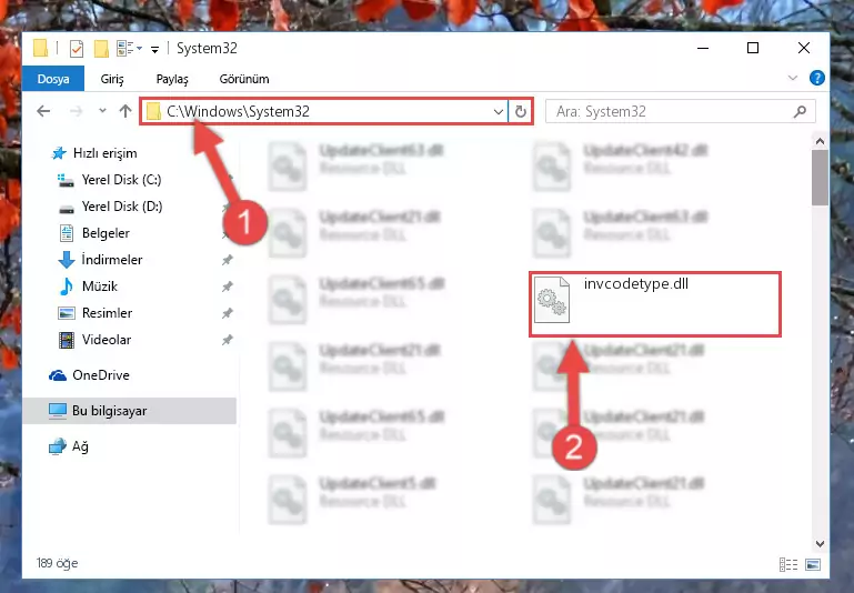 Invcodetype.dll kütüphanesini Windows/System32 klasörüne yapıştırma