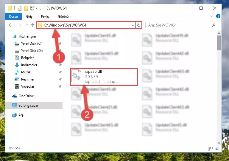 Ippsa6.dll dosyasını Windows/sysWOW64 dizinine kopyalama