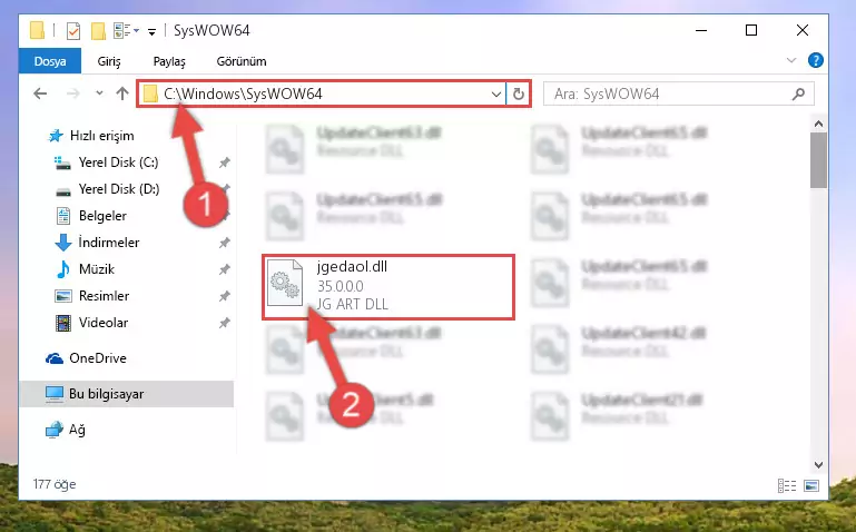 Jgedaol.dll dosyasını Windows/sysWOW64 dizinine kopyalama