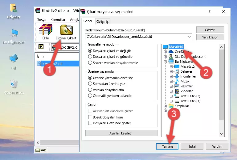 Kbddiv2.dll dosyasını Windows/System32 dizinine kopyalama