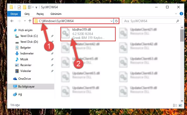 Kbdhe319.dll dosyasını Windows/sysWOW64 dizinine kopyalama