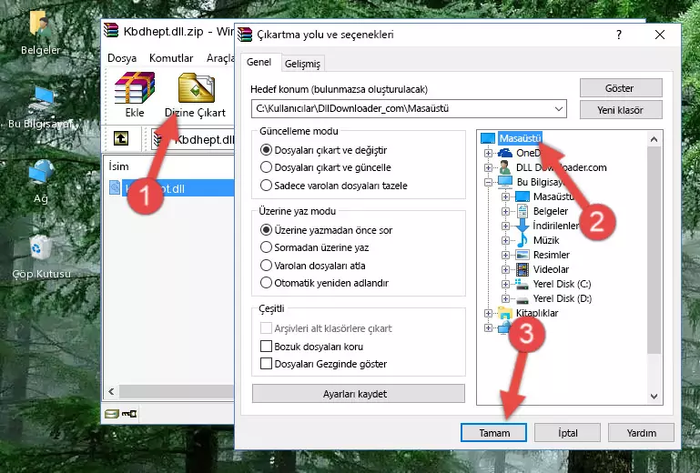 Kbdhept.dll dosyasını Windows/System32 dizinine kopyalama