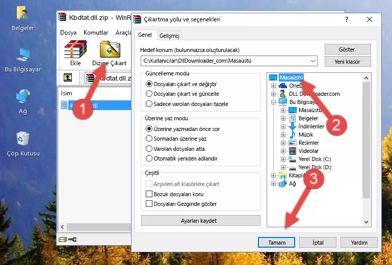 Kbdtat.dll kütüphanesini Windows/System32 klasörüne yapıştırma