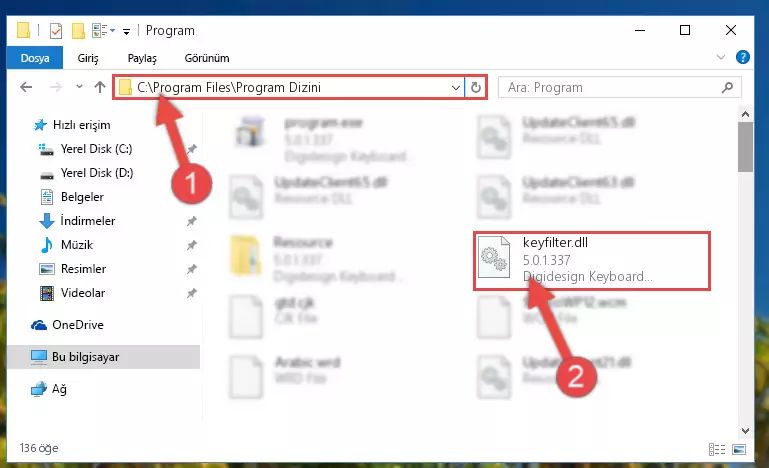 Keyfilter.dll kütüphanesinin bozuk kaydını Windows Kayıt Defterinden kaldırma (64 Bit için)