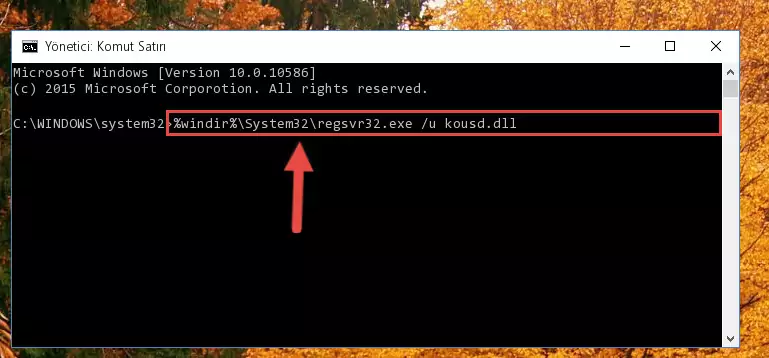 Kousd.dll kütüphanesi için Windows Kayıt Defterinde yeni kayıt oluşturma