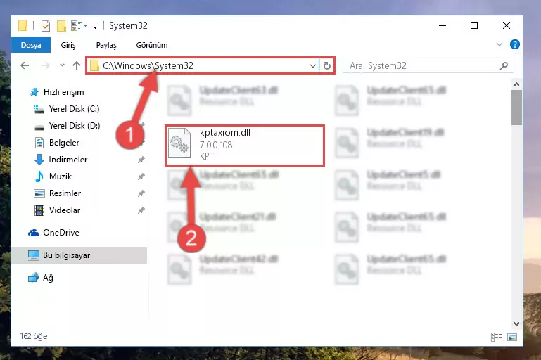 Kptaxiom.dll dosyasını Windows/System32 dizinine kopyalama