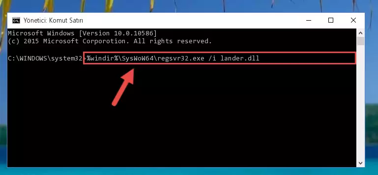 Lander.dll kütüphanesinin hasarlı kaydını sistemden kaldırma (64 Bit için)