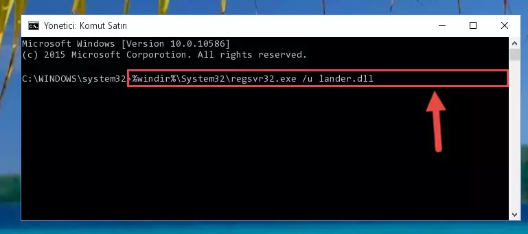 Lander.dll kütüphanesi için Windows Kayıt Defterinde yeni kayıt oluşturma