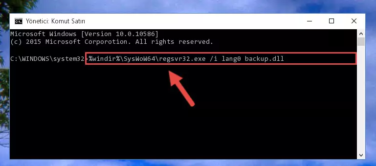 Lang0 backup.dll dosyasının bozuk kaydını Kayıt Defterinden kaldırma (64 Bit için)