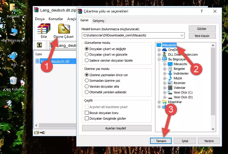 Lang_deutsch.dll dosyasını Windows/System32 dizinine kopyalama