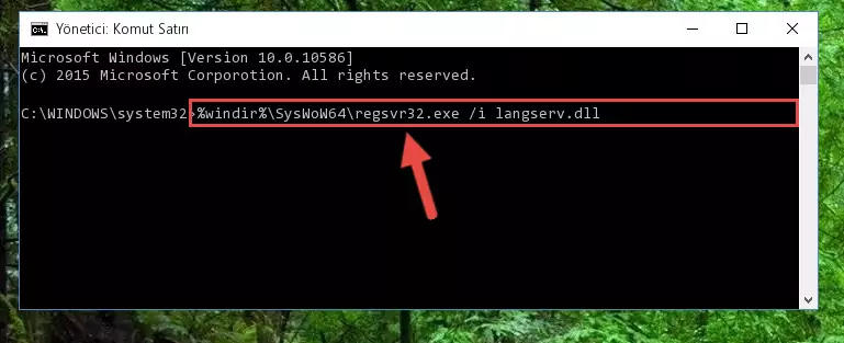 Langserv.dll dosyasının bozuk kaydını Windows Kayıt Defterinden kaldırma (64 Bit için)