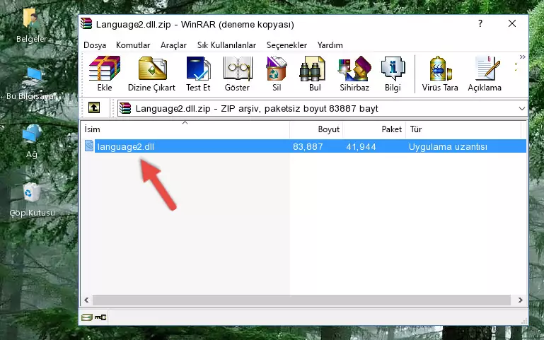 Uygulama ana klasörüne Language2.dll kütüphanesini kopyalama.