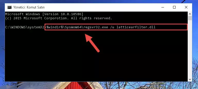 Latticearfilter.dll dosyasını sisteme tekrar kaydetme (64 Bit için)