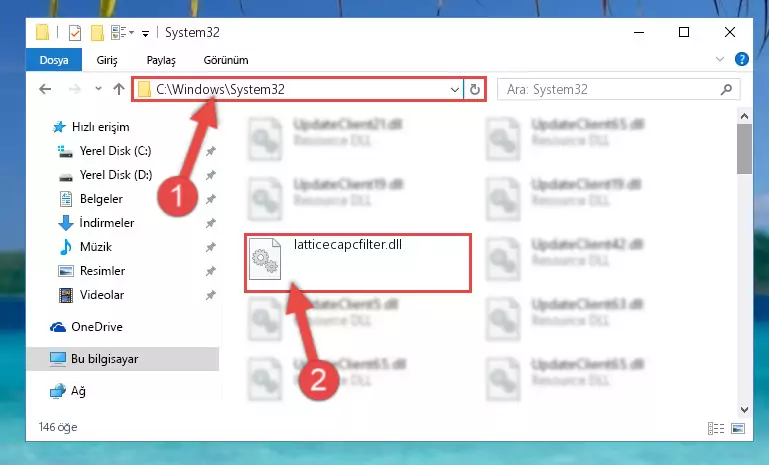 Latticecapcfilter.dll kütüphanesini Windows/sysWOW64 klasörüne kopyalama